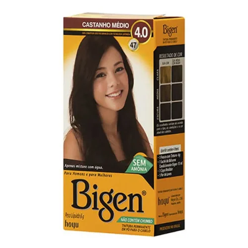 Tintura Permanente Bigen 4.7 Castanho Médio Unit - BIGEN