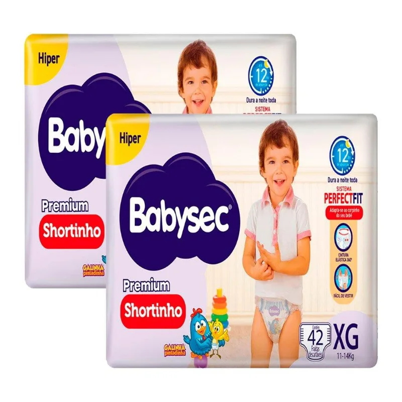 Fralda Descartável Babysec Shortinho Galinha Pintadinha Hiper Tamanho XG - 2 Pacotes com 42 Tiras