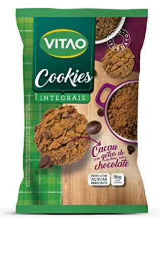 Biscoito Cookie Integral Cacau Com Gotas De Chocolate Vitao Pacote 80g - VITAO