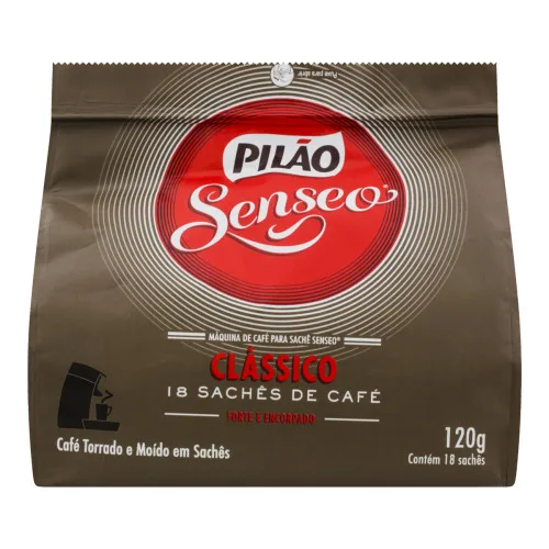 Café Em Sachê Torrado E Moído Clássico Pilão Senseo Pacote 120g 18 Unidades - PILAO