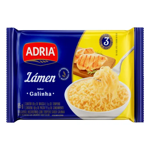 Macarrão Instantâneo Lámen Galinha Adria Pacote 85g - ADRIA