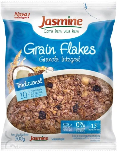 Granola Integral Tradicional Zero Gorduras Trans Jasmine Grain Flakes Pacote 1kg - JASMINE