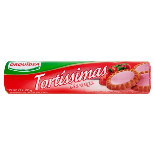 Biscoito Recheado Baunilha Com Recheio De Morango Orquídea Tortíssimas Pacote 130g - ORQUIDEA