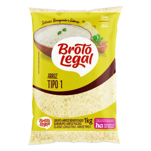 Arroz Polido Tipo 1 Broto Legal Pacote 1kg - BROTO LEGAL