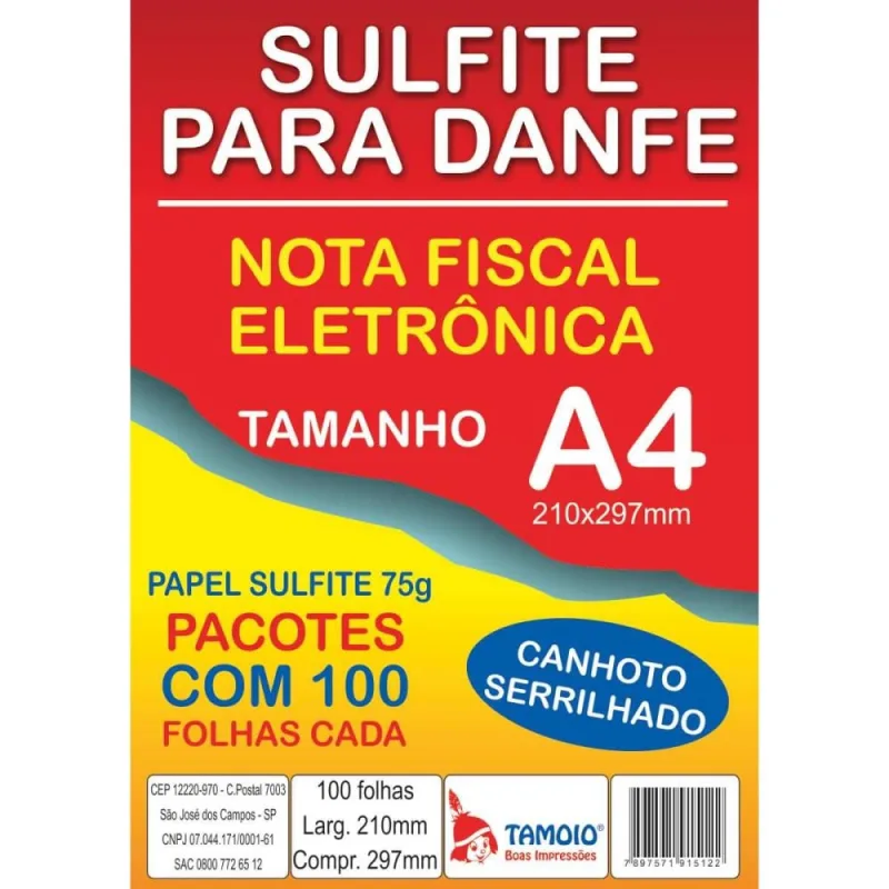 Papel Sulfite A4 Danfe C/SERRILHA 25PCTX100FL - TAMOIO