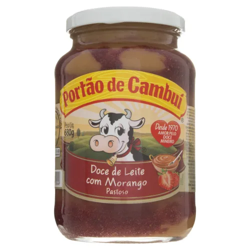 Doce De Leite Pastoso Com Morango Portão De Cambuí Vidro 680g - PORTAO DE CAMBUI