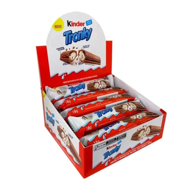 Tronky Kinder Wafer Recheado Ao Leite E Chocolate Contendo 10 Unidades De 18g Cada - Kinder