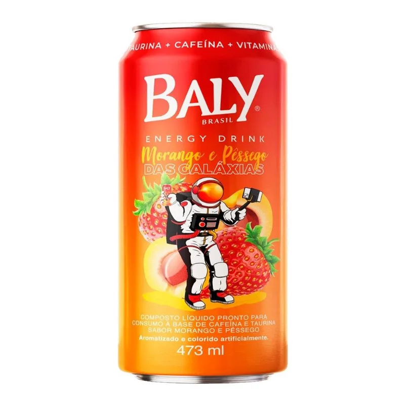 Energético Baly Morango e Pêssego 473ml