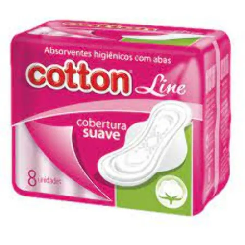 ABSORVENTE REGULAR COTTON LINE SUAVE COM ABAS COM 8 - COTTON LINE