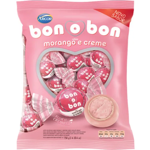 Bombom Bon O Bon 15g Morango E Creme - BON O BON