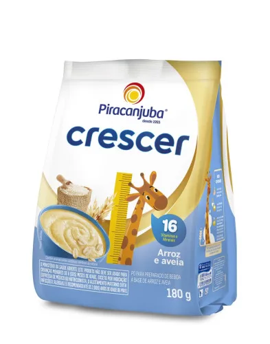 ALIMENTO À BASE DE ARROZ E AVEIA EM PÓ PIRACANJUBA CRESCER PACOTE 180G - PIRACANJUBA
