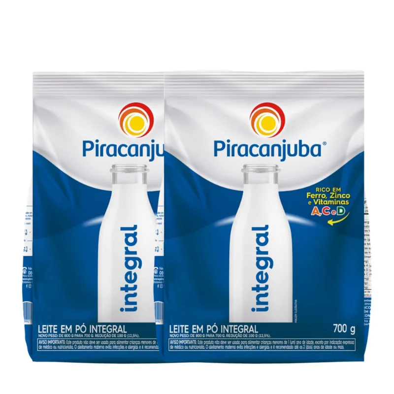 Kit C/2 Leite Em Pó Integral 700g