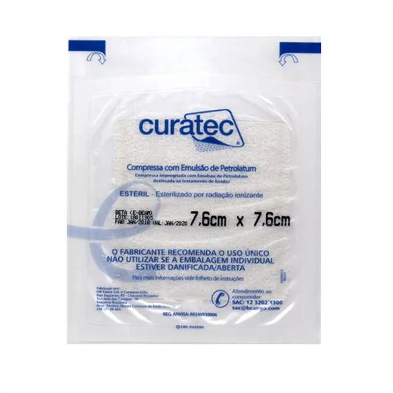 Compressa De Emulsão De Petrolatum Curatec 7,6x7,6