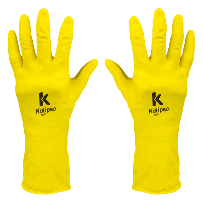 Luva de Látex Flex Amarela 12 Pares Kalipso 02041 02.04.1.3X12-G