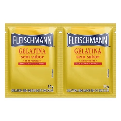 GELATINA EM PÓ SEM SABOR FLEISCHMANN PACOTE 24G 2 UNIDADES - FLEISCHMANN