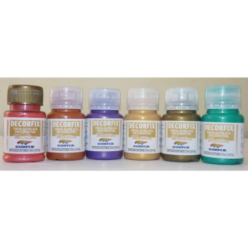 Tinta Acrilica Decorfix Metalica 37ML Ouro VE - CORFIX