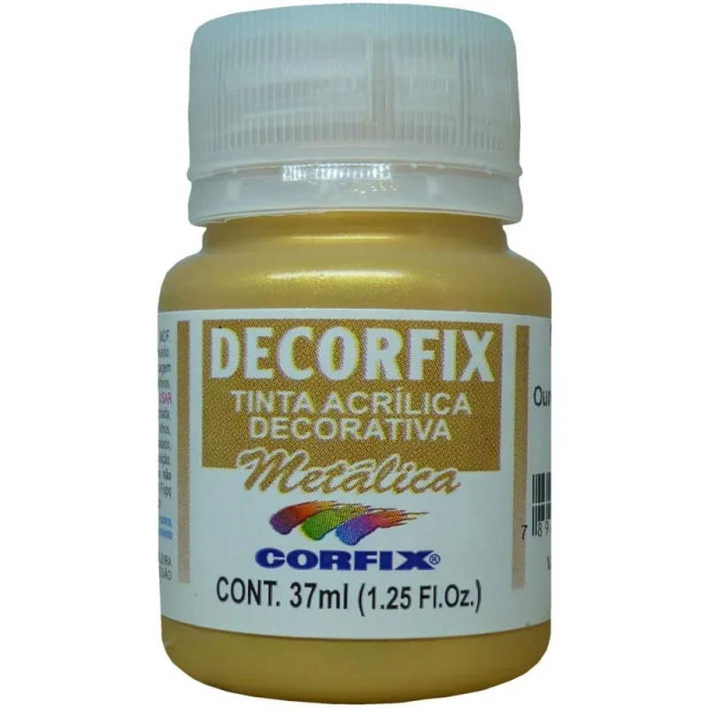 Tinta Acrilica Decorfix Metalica 37ML Ouro PA - CORFIX