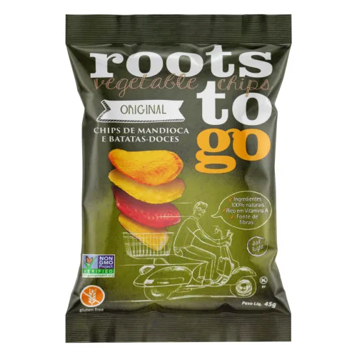 Chips Mandioca E Batata Doce Original Roots To Go Pacote 45g - ROOTS TO GO