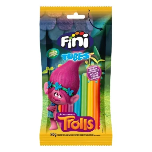 Bala De Gelatina Tubes Trolls 80g Fini - FINI