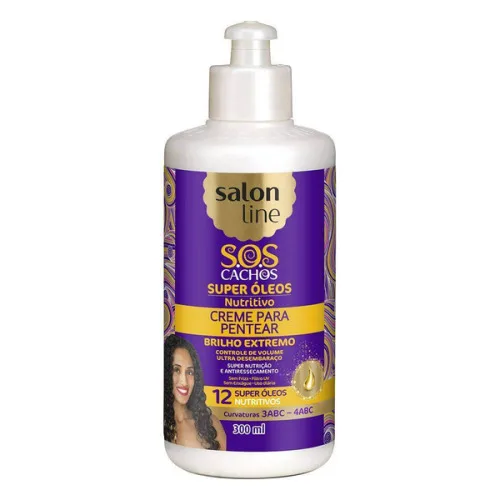 Linha Tratamento Sos Cachos Salon Line Creme Para Pentear Super Oleos Nutritivo 300 Ml Salon Line Treatment Sos Curls Collection Nourishing Super Oils Combing Cream 10.14 Fl Oz  - SALON LINE