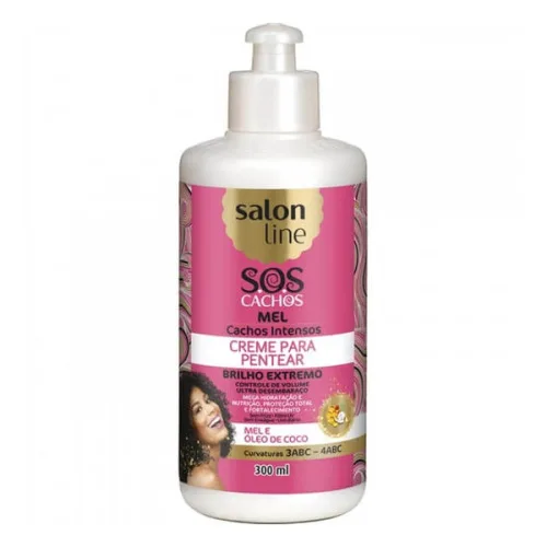 Cr P/pentear Salon Line 300ml Mel Cachos Intensos Sos - SALON LINE