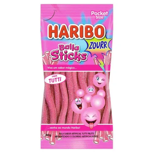 Bala Haribo 80g Sticks Tutti Zourr - HARIBO