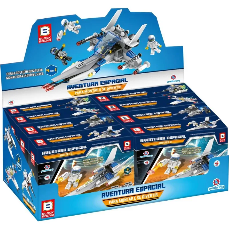 BRINQUEDO PARA MONTAR AVENTURA ESPACIAL BLOCK96/103P CAIXA C/8