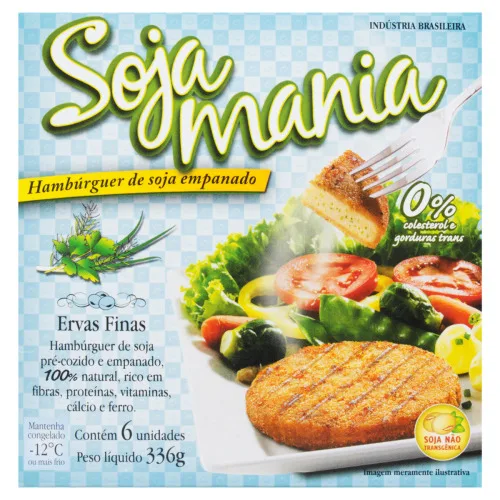 Hambúrguer De Soja Empanado Ervas Finas Soja Mania Caixa 336g 6 Unidades - SOJA MANIA