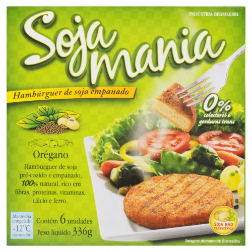 Hambúrguer De Soja Empanado Orégano Zero Gorduras Trans Soja Mania Caixa 336g 6 Unidades - SOJA MANIA