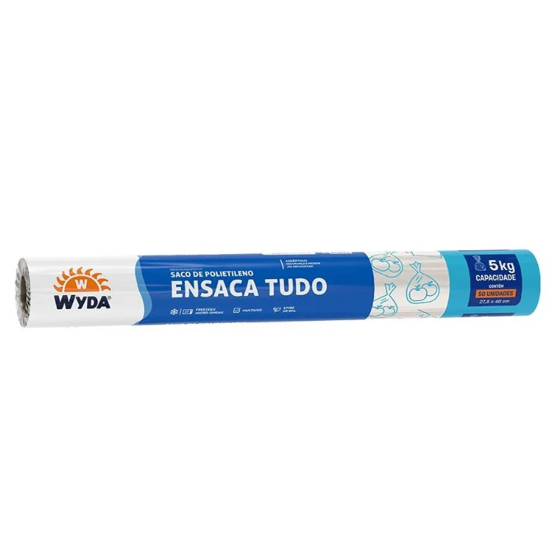 Saco de Polietileno Freezer Wyda 27,5x40 5kg - 25 Embalagens com 50 Unidades