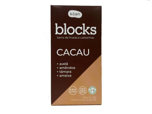 Barra Frutas Secas Cacau 2x25g Blocks - BLOCKS