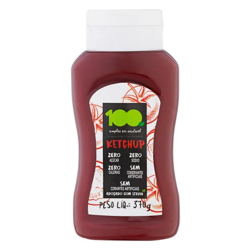 Ketchup Adoçado Com Stevia Zero Sódio Zero Açúcar 100 Foods Squeeze 370g - SQUEEZE