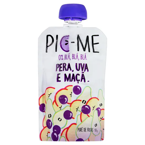Purê De Frutas Pera, Uva E Maçã Pic Me Squeeze 100g - PIC ME