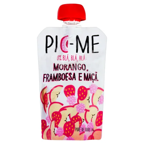 Purê De Frutas Morango, Framboesa E Maçã Pic Me Squeeze 100g - PIC ME
