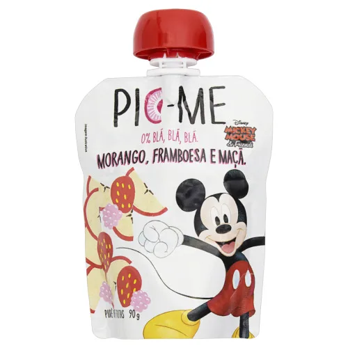 Purê De Frutas Morango, Framboesa E Maçã Mickey Mouse Pic Me Squeeze 90g - PIC ME