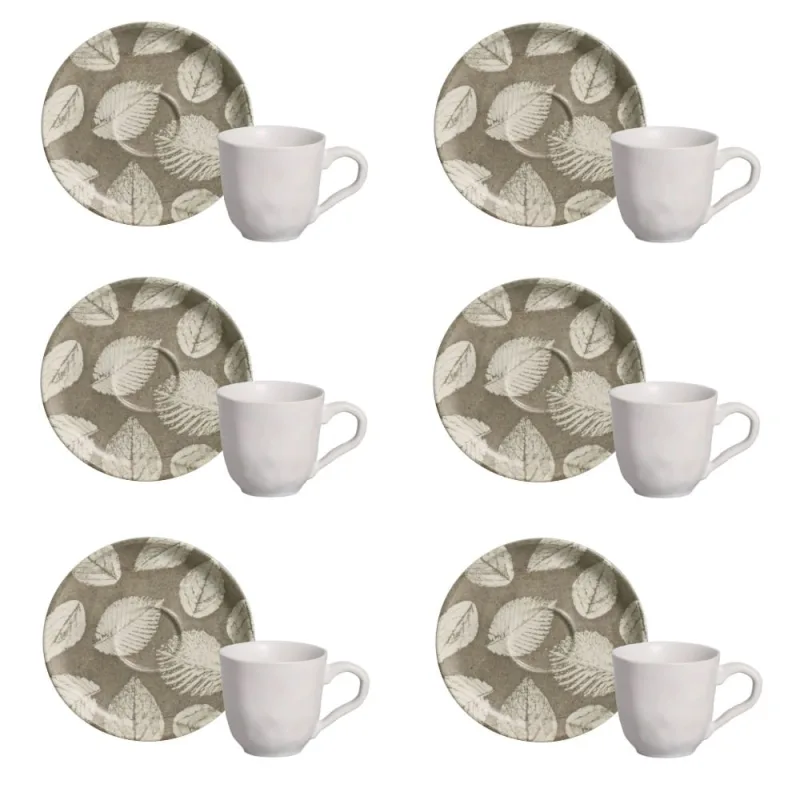 Conjunto de Xícara de Cafezinho com Pires 06 Peças Bio Seiva Porto Brasil - Porto Brasil