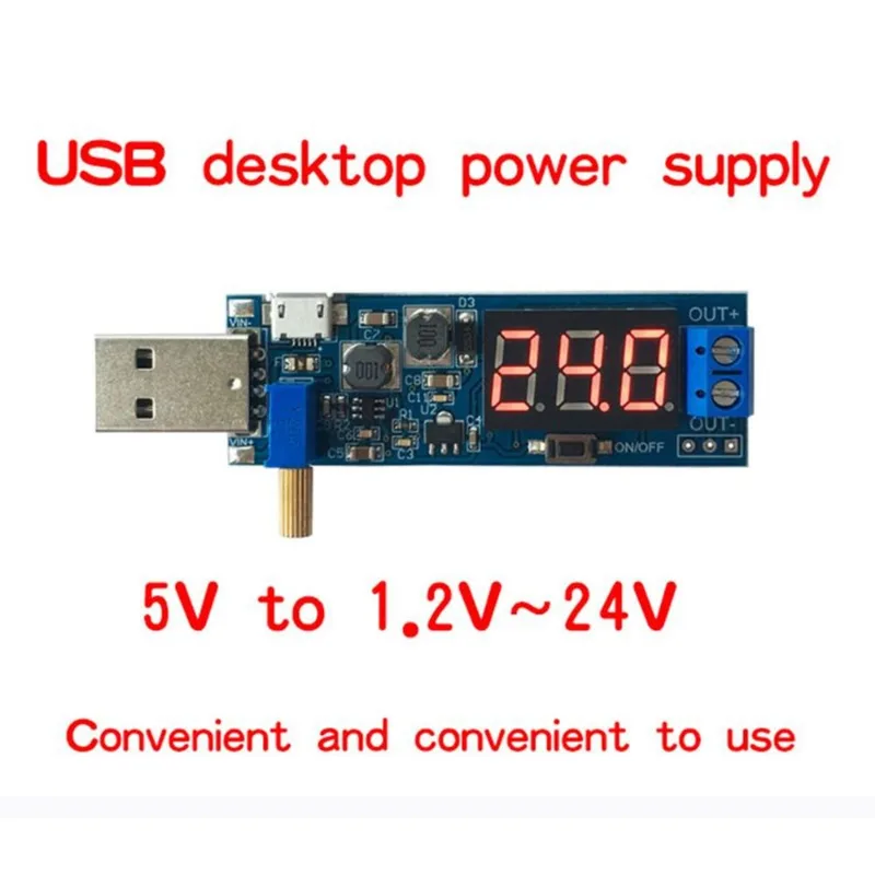 Dc-dc 5v Para 1.2v-24v Usb Step Up/down Power Supply Module Conversor Ajustável - Azul