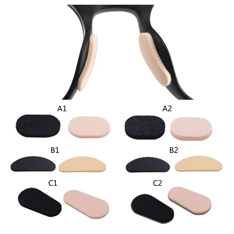 40pcs Espuma Macia Nariz Pad Self Adesivo Anti-slip Eyeglass Sunglasses Nose Pads - Preto - Oval 1mm