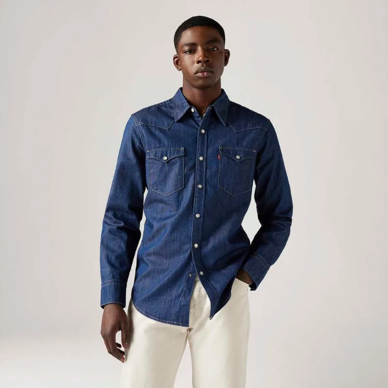 Camisa Jeans Levi's® Western Barstow Standard Lavagem Escura Camisa Levi's® Barstow Western Standard - M USA | M BR