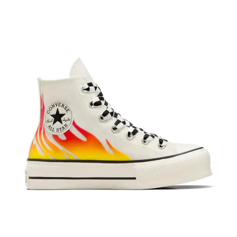 Tênis Converse Chuck Taylor All Star Lift Hi Flame Check Egret/Enamel Red A07892C.34