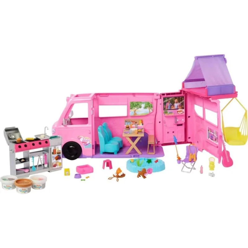 Barbie Estate Novo Trailer dos Sonhos com 7 áreas de Lazer e 60+ Acessórios - Mattel