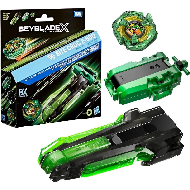 Beyblade X Bite Croc 2-60Q Kit Premium Deluxe C/ lançador a Corda - Hasbro