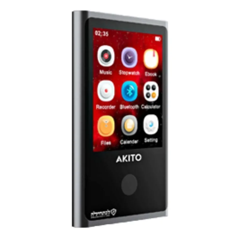 Leitor De Mp3 Akito L10 16gb Com Fones De Ouvido Bluetooth Pretos