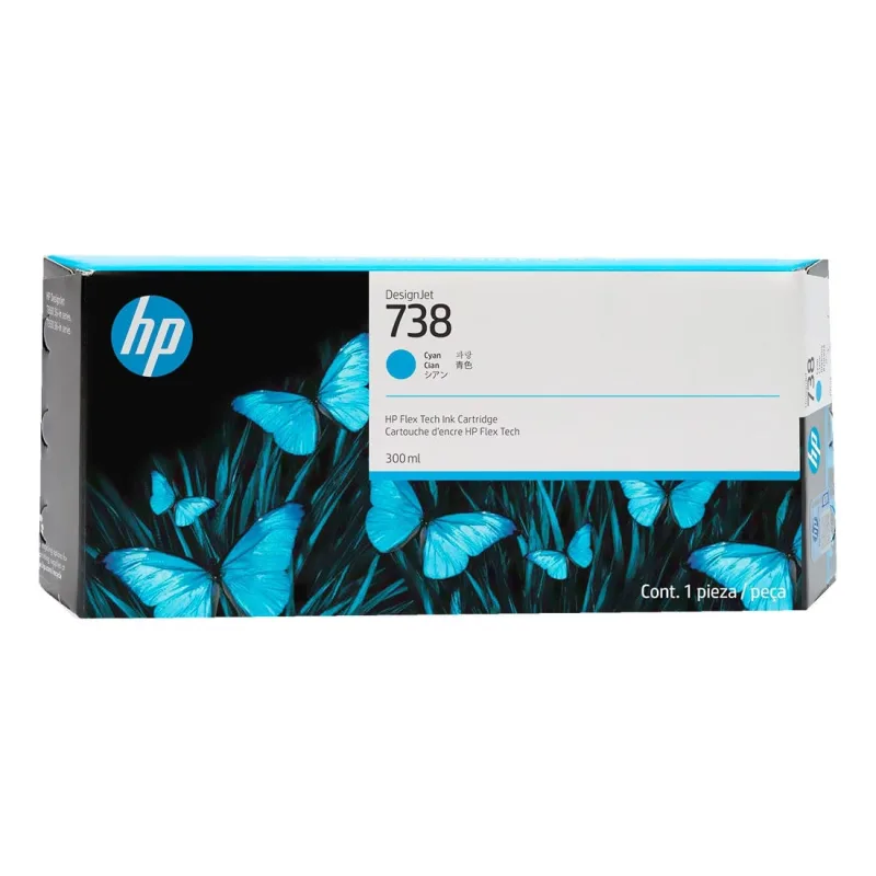 Cartucho de Tinta HP 738 Ciano PLUK 300ML 676M6A - HP Inc