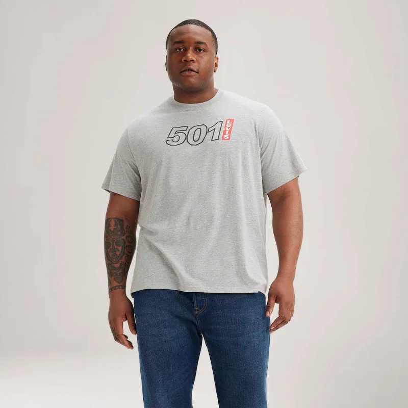 Camiseta Levi's® Big Relaxed Fit Plus Size Manga Curta Cinza - 2XL USA | EGG BR