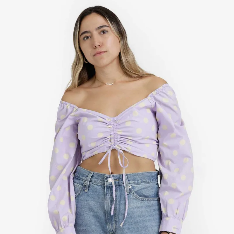 Blusa Cropped Levi's® Diana Manga longa Lilás com Estampa Blusa Cropped Levi's® Diana Manga Longa Roxa Com Estampa Xs Usa | Pp Br