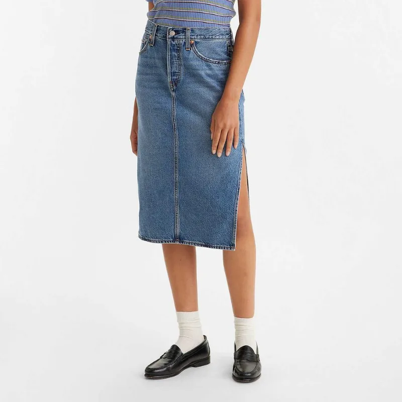 Saia Jeans Levi’s Midi com Fenda Lateral Saia Jeans Levi's® Midi Com Fenda Lateral 28 Usa | 39 Br
