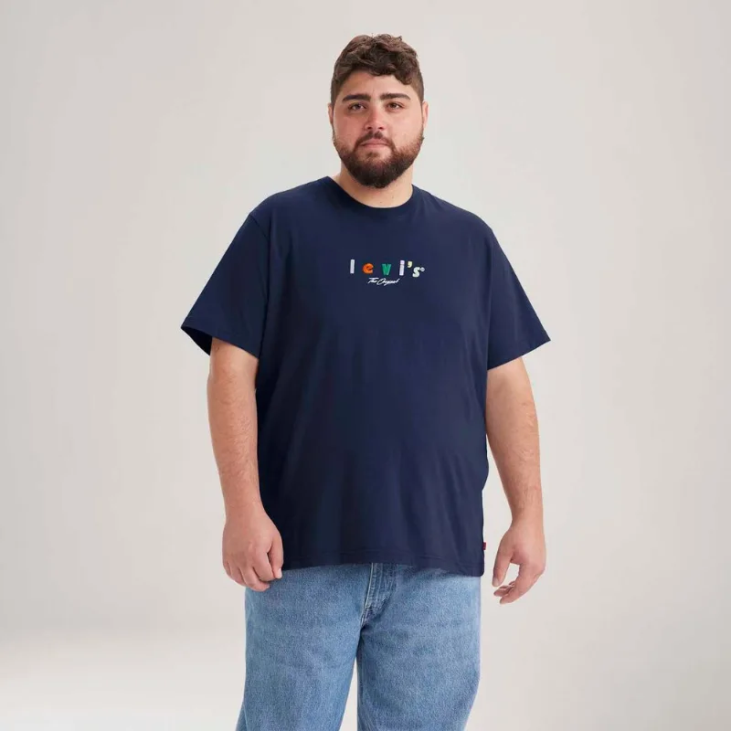 Camiseta Levi's® Big Relaxed Fit Plus Size Manga Curta Azul Escuro - 1XL USA | EG BR