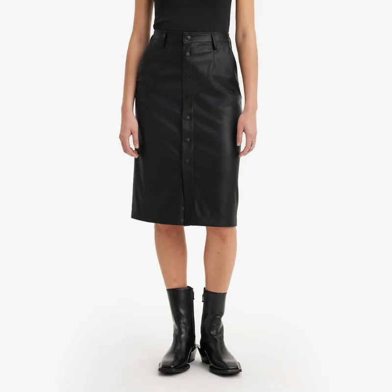 Saia Levi's® Faux Leather Icon Pencil Couro Sintético Preta - 26 USA | 37 BR