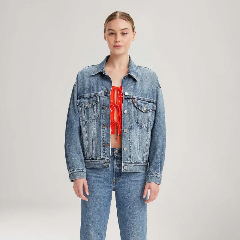 Jaqueta Jeans Levi's® 90S Trucker Lavagem Clara Com Desgaste - S USA | P BR